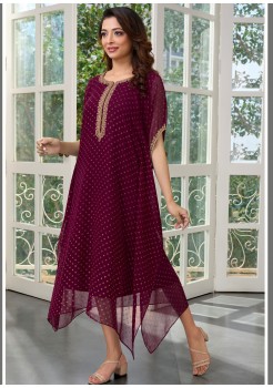 Wine Viscose Georgette  Kaftan Kurti 